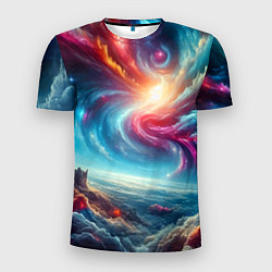 Футболка спортивная мужская Fantastic neon space landscape - ai art fantasy, цвет: 3D-принт