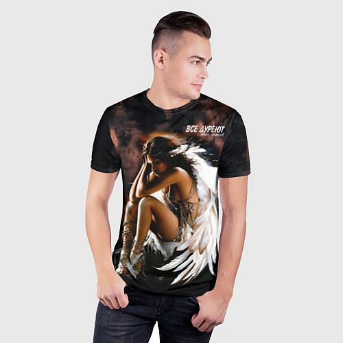 Мужская спорт-футболка Все дуреют с этих ангелов / 3D-принт – фото 3
