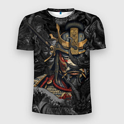Мужская спорт-футболка Самурай и драконы в стиле ирезуми
