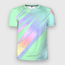 Мужская спорт-футболка Светлый зелёный мятный с полосами градиент