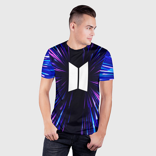 Мужская спорт-футболка BTS neon energy / 3D-принт – фото 3