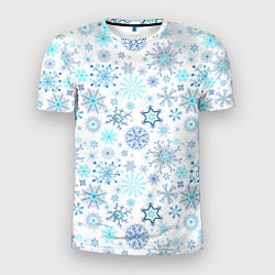 Футболка спортивная мужская Бирюзовые снежинки, цвет: 3D-принт