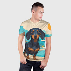 Футболка спортивная мужская Такса и пальма, цвет: 3D-принт — фото 2