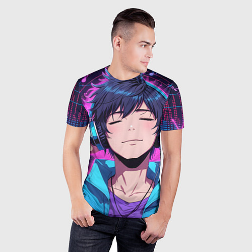 Мужская спорт-футболка Любитель музыки / 3D-принт – фото 3