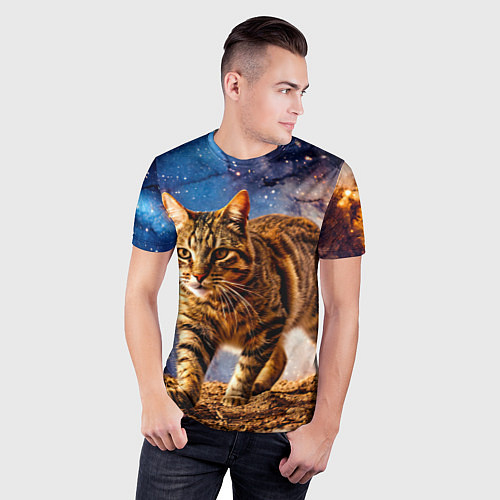 Мужская спорт-футболка Пиксибоб в космосе / 3D-принт – фото 3