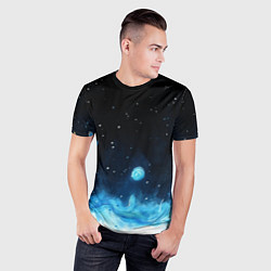 Футболка спортивная мужская Синяя светящееся краска, цвет: 3D-принт — фото 2
