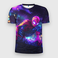 Футболка спортивная мужская Человек-паук неоновый свет, цвет: 3D-принт