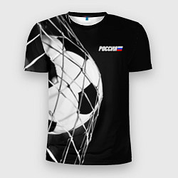 Мужская спорт-футболка Футбольный мяч в сетке ворот