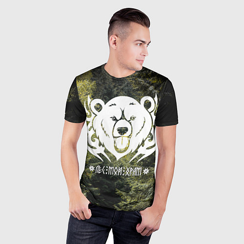 Мужская спорт-футболка Лес мой храм - дух леса медведь Велес / 3D-принт – фото 3
