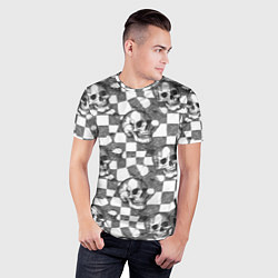 Футболка спортивная мужская Черепа и клетчатый фон с дырами, цвет: 3D-принт — фото 2