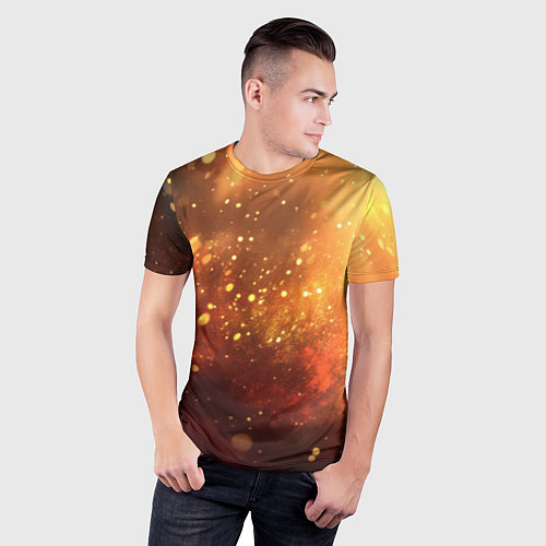 Мужская спорт-футболка Золотая блестящая текстура / 3D-принт – фото 3