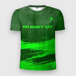 Футболка спортивная мужская No Mans Sky - green gradient посередине, цвет: 3D-принт