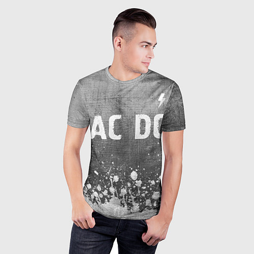 Мужская спорт-футболка AC DC - grey gradient посередине / 3D-принт – фото 3