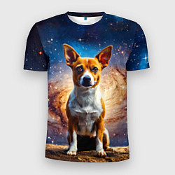 Футболка спортивная мужская Басенджи в космосе, цвет: 3D-принт