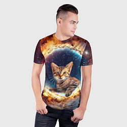 Футболка спортивная мужская Сингапурская кошка в космосе, цвет: 3D-принт — фото 2