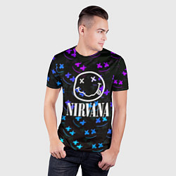 Футболка спортивная мужская Nirvana x marshmello neon, цвет: 3D-принт — фото 2