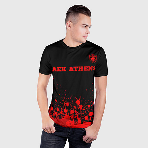 Мужская спорт-футболка AEK Athens - red gradient посередине / 3D-принт – фото 3