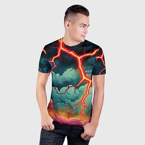 Мужская спорт-футболка Молнии в виде разлома / 3D-принт – фото 3