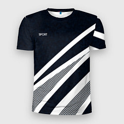 Мужская спорт-футболка Sport тёмно-синий с полосами