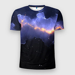 Мужская спорт-футболка Молния в фиолетовом небе текстура