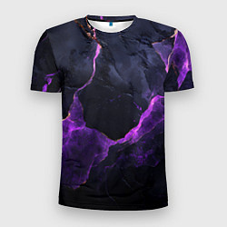 Футболка спортивная мужская Фиолетово-черная объемная текстура, цвет: 3D-принт