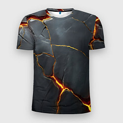 Мужская спорт-футболка Серая текстура с золотым изломом
