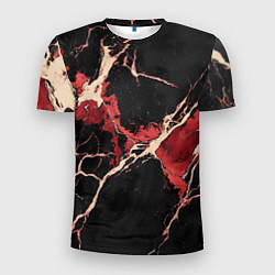 Мужская спорт-футболка Красно-черная потертая текстура