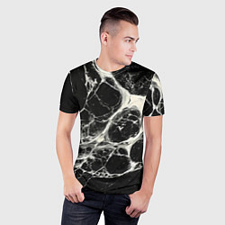 Футболка спортивная мужская Бело-черная потертая текстура, цвет: 3D-принт — фото 2