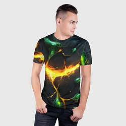 Футболка спортивная мужская Разлом текстуры с зеленой слизью, цвет: 3D-принт — фото 2