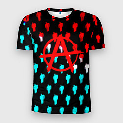 Футболка спортивная мужская Анархия человечки паттерн, цвет: 3D-принт