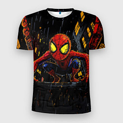 Футболка спортивная мужская Маленький человек-паук с желтыми глазами, цвет: 3D-принт