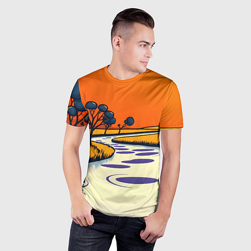 Мужская спорт-футболка Арт с фантастическим пейзажем / 3D-принт – фото 3