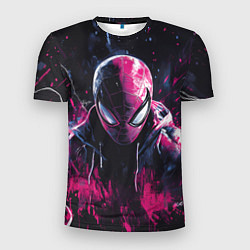 Футболка спортивная мужская Человек-паук и розовая краска, цвет: 3D-принт