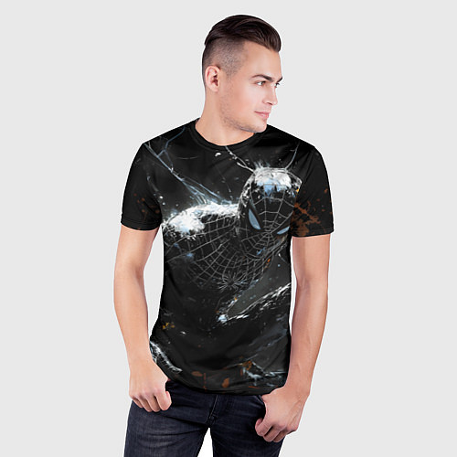 Мужская спорт-футболка Человек-паук в черном костюме / 3D-принт – фото 3