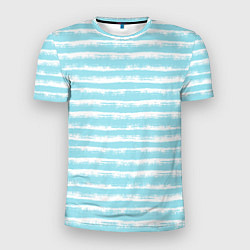 Мужская спорт-футболка Бело-голубой полосатый паттерн