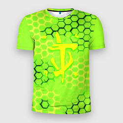 Футболка спортивная мужская Doom кислотные соты лого, цвет: 3D-принт