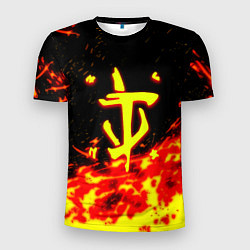 Футболка спортивная мужская Doom огненное лого, цвет: 3D-принт