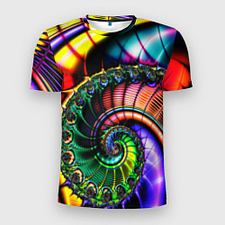 Мужская спорт-футболка Фрактальный узор неоновый