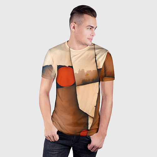 Мужская спорт-футболка Фрагментированная композиция / 3D-принт – фото 3