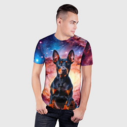 Футболка спортивная мужская Доберман в космосе, цвет: 3D-принт — фото 2