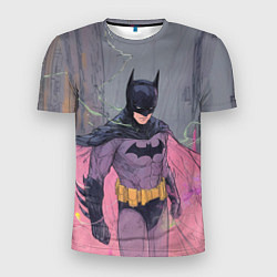Футболка спортивная мужская Бэтмен с розовым плащом, цвет: 3D-принт