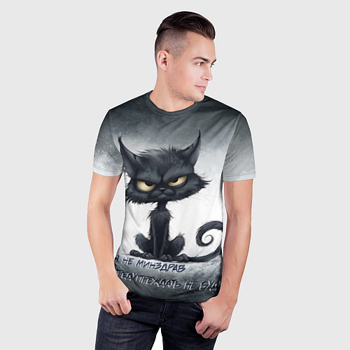 Мужская спорт-футболка Угрожающий кот / 3D-принт – фото 3