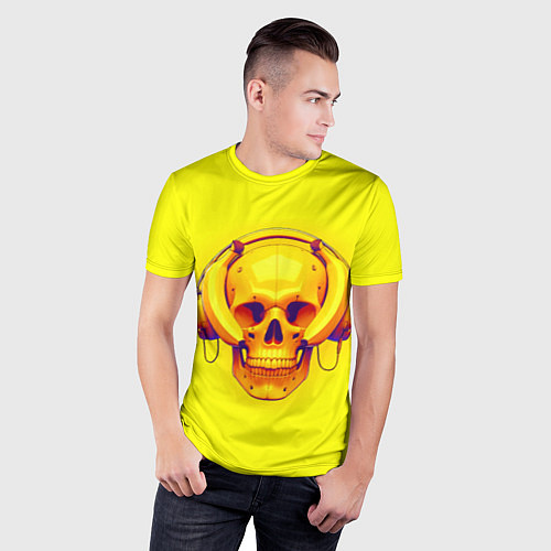 Мужская спорт-футболка Yellow bananas skull - cyberpunk / 3D-принт – фото 3
