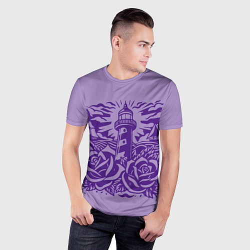 Мужская спорт-футболка Маяк с розами и корабли / 3D-принт – фото 3