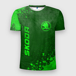 Мужская спорт-футболка Skoda - green gradient вертикально