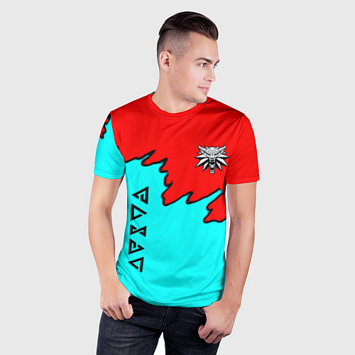 Мужская спорт-футболка Ведьмак краски логотип / 3D-принт – фото 3