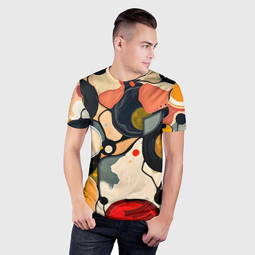 Мужская спорт-футболка Абстракция с кругами и краской / 3D-принт – фото 3