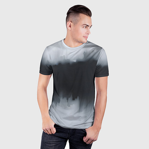 Мужская спорт-футболка Разводы черной краски / 3D-принт – фото 3