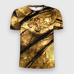 Мужская спорт-футболка Золото с черной текстурой