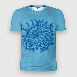 Футболка спортивная мужская Штурвал и три розы, цвет: 3D-принт